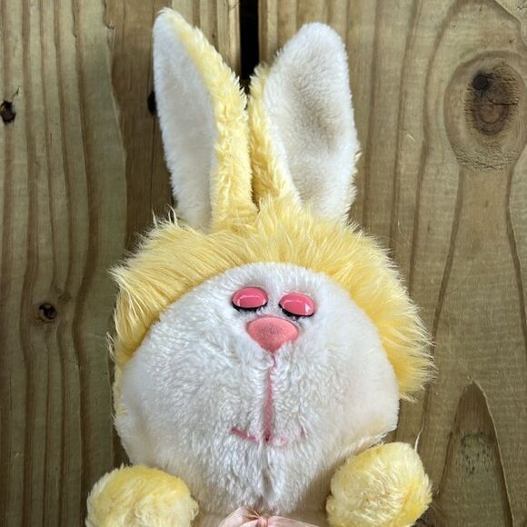 Yellow White Sleepy Bunny Rabbit Plush 11” Stuffed Animal - Picture 2 of 7